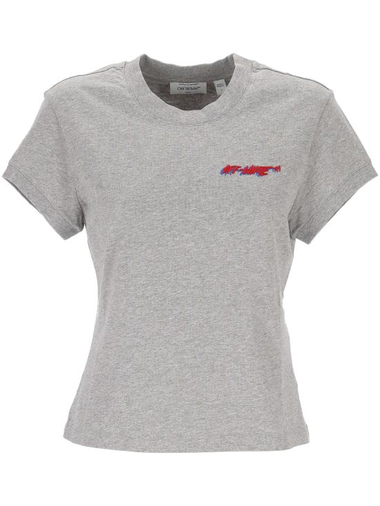 26SS 오프화이트 반팔 티셔츠 2AA112S26JER002 W057 GREY MELANGE HAUTE RED