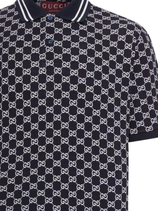 26SS 구찌 코튼 피케 자카드 폴로 셔츠 788024 XJHH74137 Blue - GUCCI