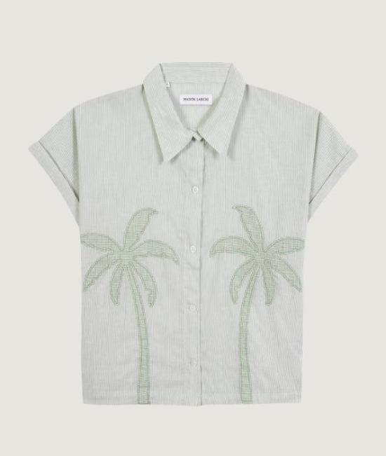 26SS 메종 라비쉬 셔츠 ZWSURVILLEPALM LINEN PATCH OLIVE