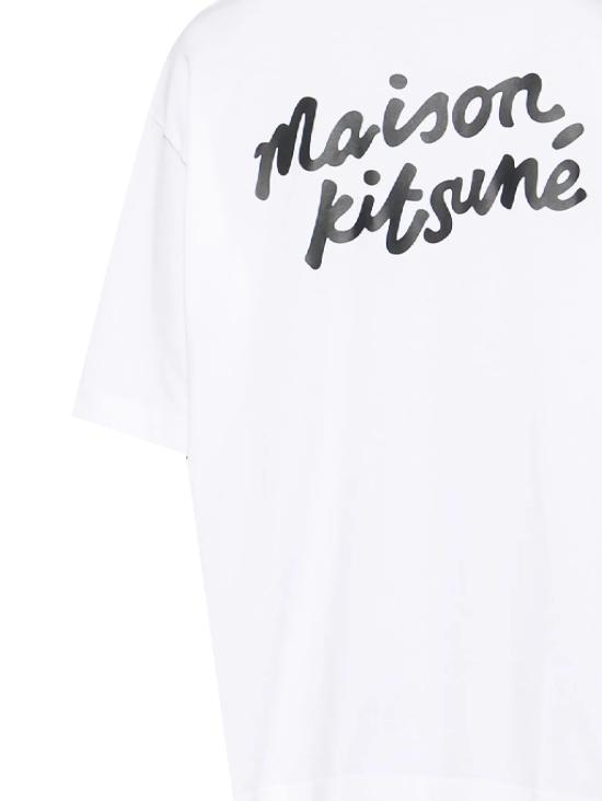 26SS 메종키츠네 핸드라이팅 오버사이즈 티셔츠 PM00110KJ0119 M186 White black - MAISON KITSUNE