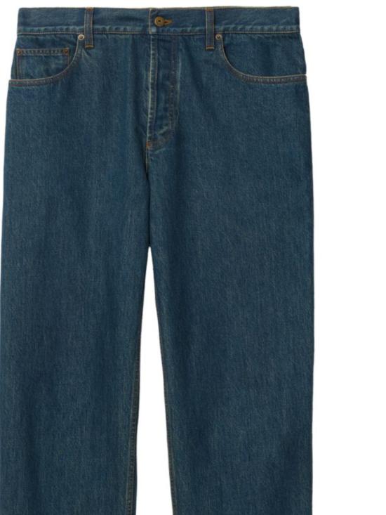 26SS 버버리 스트레이트 체크 턴업 진 8116361 X MID BLUE - BURBERRY