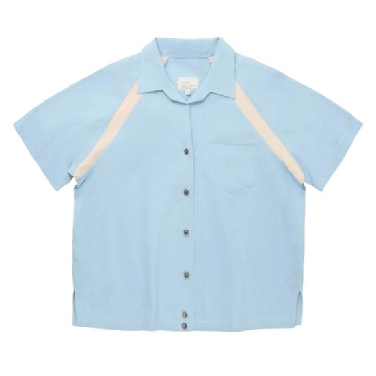  W'Menswear 셔츠 여성복 볼링 셔츠 베이비 블루