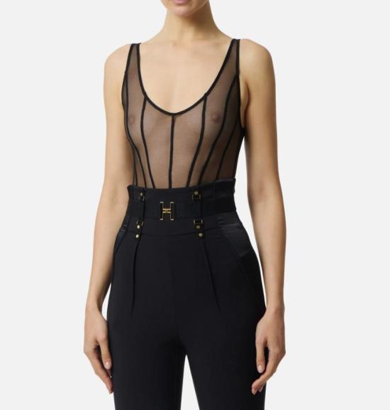 26SS 엘리자베타프랜치 바디수트 티셔츠 BO00961E2 110 NERO - ELISABETTA FRANCHI