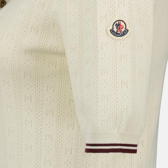 26SS 몽클레어 롬버스 & 로고 패턴 코튼 폴로 셔츠 9A00005 M9371 043 WHITE IVORY DOM - MONCLER