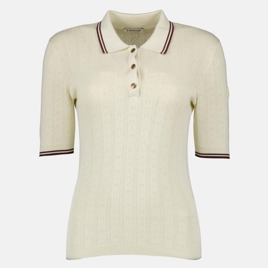 26SS 몽클레어 롬버스 & 로고 패턴 코튼 폴로 셔츠 9A00005 M9371 043 WHITE IVORY DOM