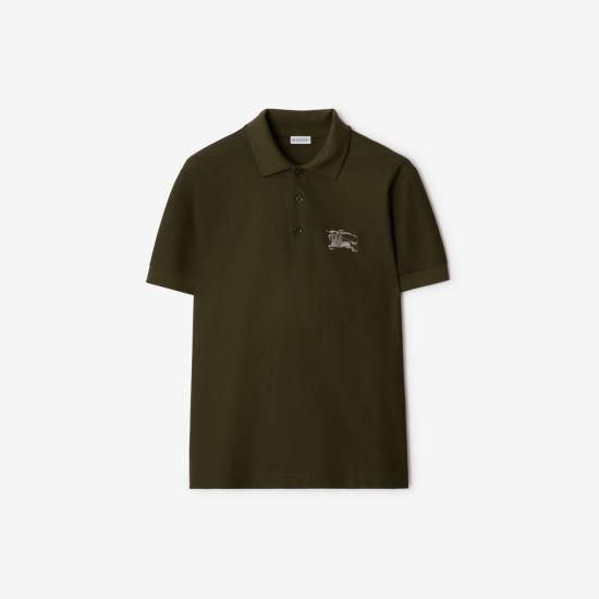 26SS 버버리 메탈릭 EKD 코튼 폴로 셔츠 8119010 MARSH GREEN DOM