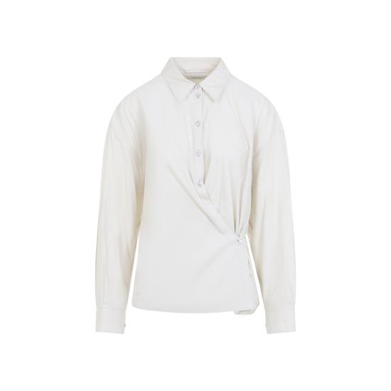 26SS 르메르 스트레이트 칼라 트위스트 셔츠 SH1141 LF1500 WH048 LIGHT CREAM - LEMAIRE