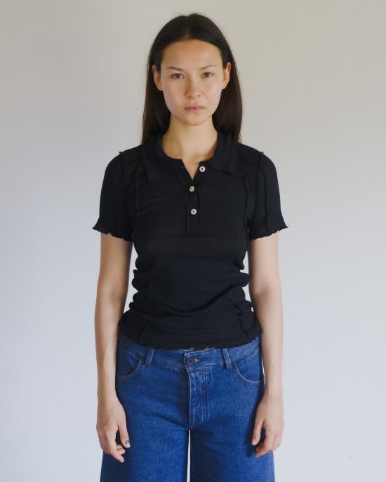 26SS 베이스레인지 오마토 폴로 티셔츠 TTOMPCRSU26 BLACK DOM - BASERANGE