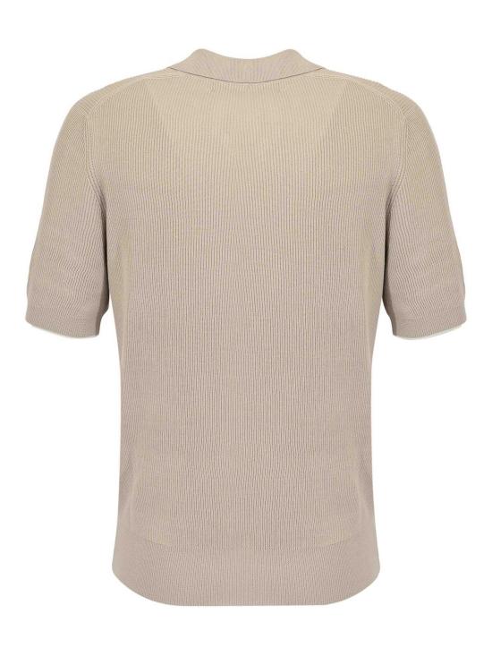 26SS 브루넬로 쿠치넬리 잉글리시 립 코튼 니트 폴로셔츠 M29400015CBD04 Beige - BRUNELLO CUCINELLI