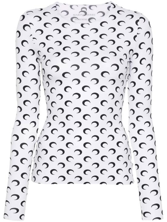 26SS 마린세르 크레센트 문 프린트 긴팔 티셔츠 WTS006A CJER0001WH00 Optical white