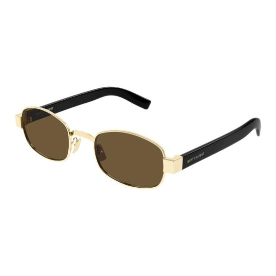 25FW 생로랑 선글라스 SL 706 직사각형 금색 금속 - SAINT LAURENT