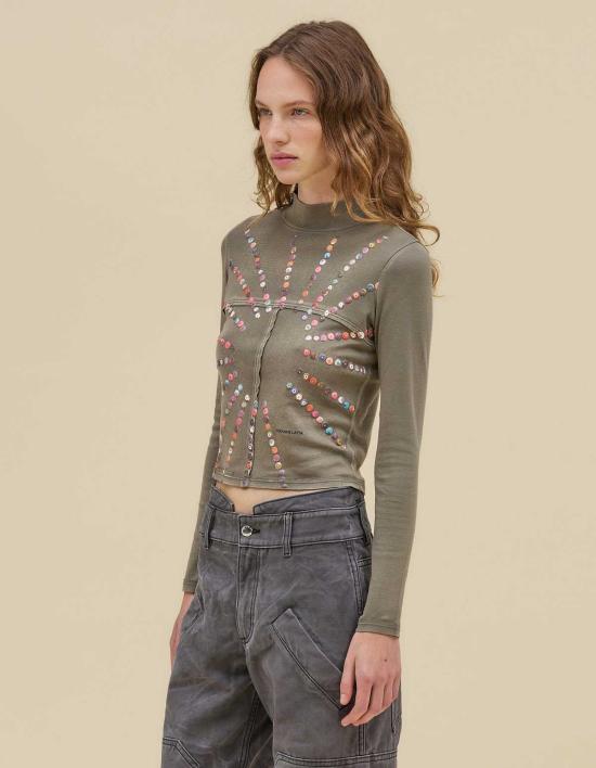  에크하우스 라타 긴팔 티셔츠 Eckhaus Latta 블링 랩 베이비 터틀넥 탑 - ECKHAUS LATTA