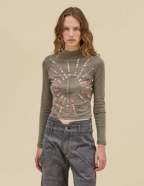 에크하우스 라타 긴팔 티셔츠 Eckhaus Latta 블링 랩 베이비 터틀넥 탑 - ECKHAUS LATTA