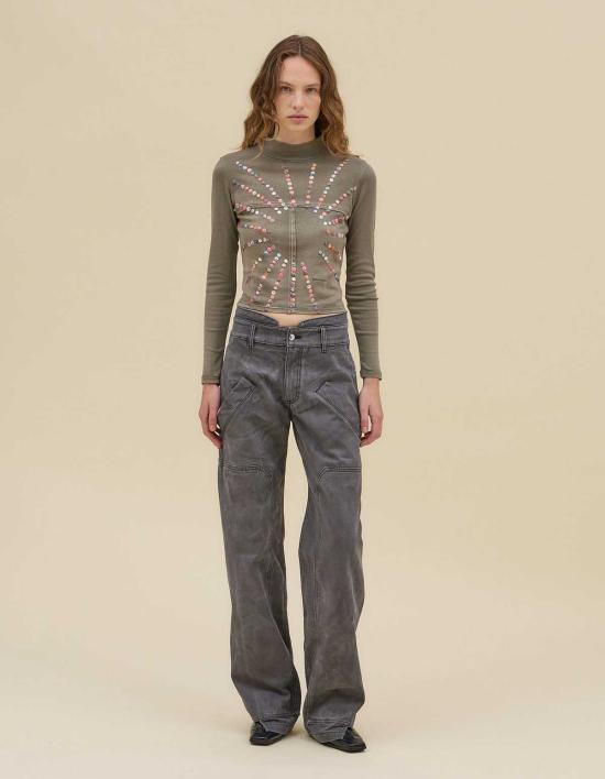  에크하우스 라타 긴팔 티셔츠 Eckhaus Latta 블링 랩 베이비 터틀넥 탑 - ECKHAUS LATTA