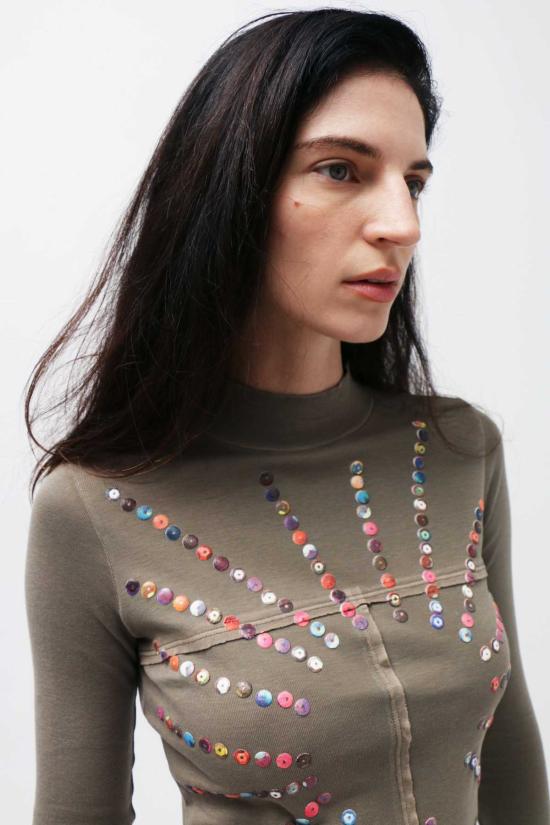  에크하우스 라타 긴팔 티셔츠 Eckhaus Latta 블링 랩 베이비 터틀넥 탑 - ECKHAUS LATTA