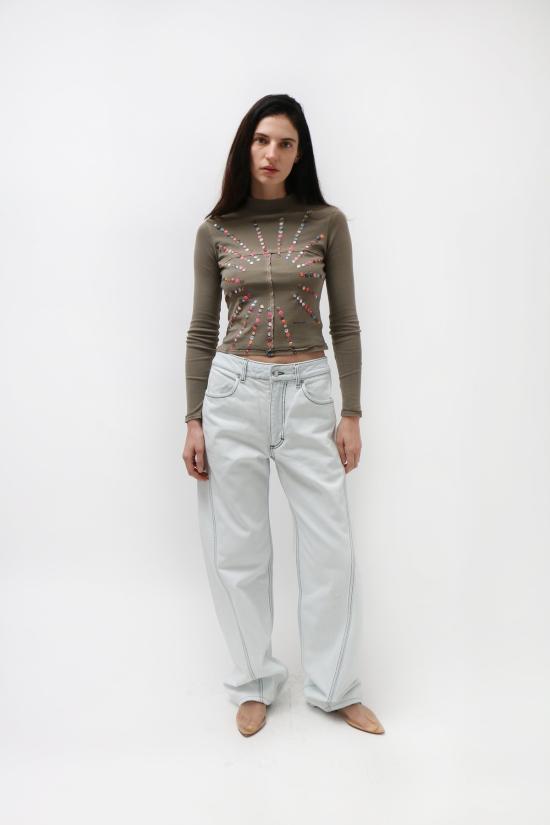  에크하우스 라타 긴팔 티셔츠 Eckhaus Latta 블링 랩 베이비 터틀넥 탑 - ECKHAUS LATTA