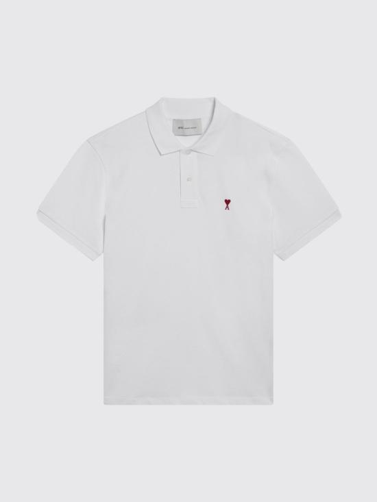 26SS 아미 스몰 하트 로고 폴로 셔츠 BFUPL001U760 100 White - AMI