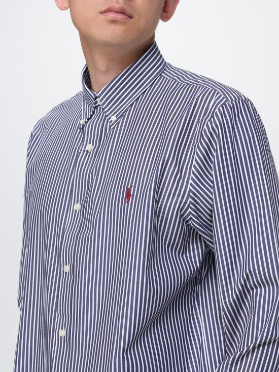 26SS 폴로 랄프로렌 커스텀핏 코튼 포플린 스트라이프 셔츠 710929346 022 Blue - POLO RALPH LAUREN