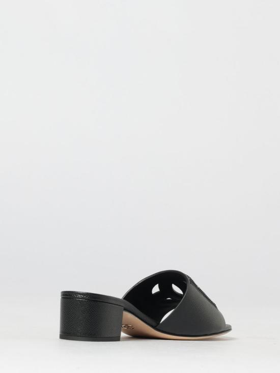 26SS 돌체앤가바나 스웨이드 라인스톤 도핀 카프스킨 뮬 CR1938A0217 8B956 Black - DOLCE & GABBANA