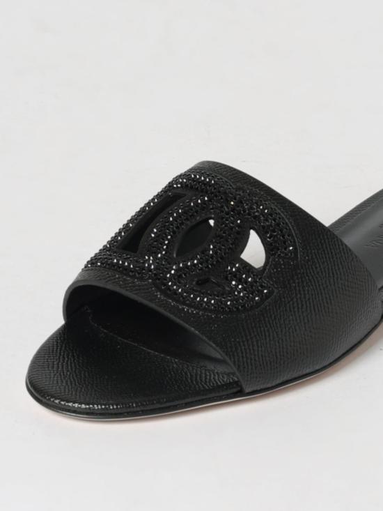 26SS 돌체앤가바나 스웨이드 도핀 카프스킨 플랫 슬리퍼 CQ0666A0217 8B956 Black - DOLCE & GABBANA