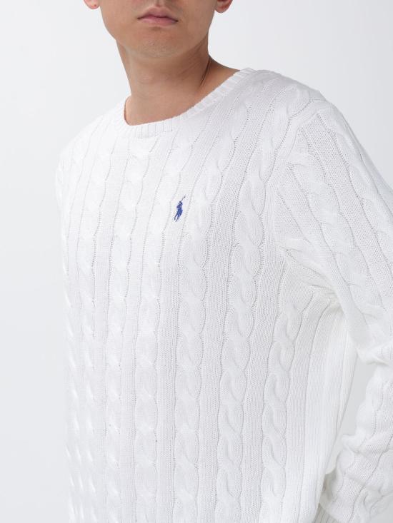 26SS 폴로 랄프로렌 로고 자수 케이블 니트 스웨터 710775885 033 White - POLO RALPH LAUREN