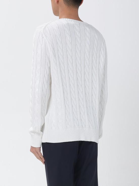 26SS 폴로 랄프로렌 로고 자수 케이블 니트 스웨터 710775885 033 White - POLO RALPH LAUREN