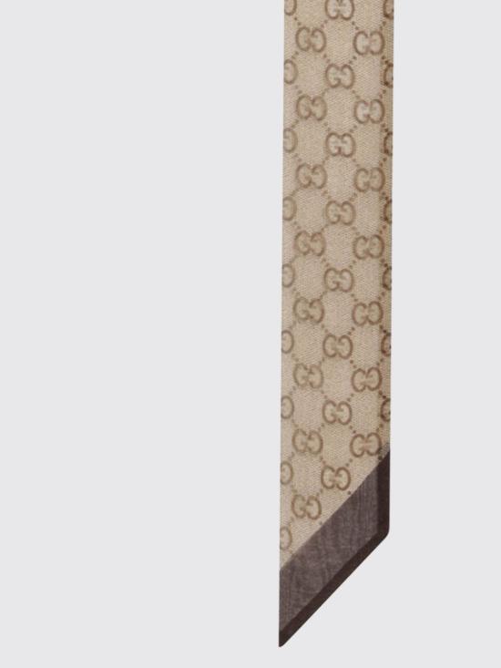 26SS 구찌 프린티드 실크 시폰 리본 스카프 8653073GAQS 9965 Brown - GUCCI