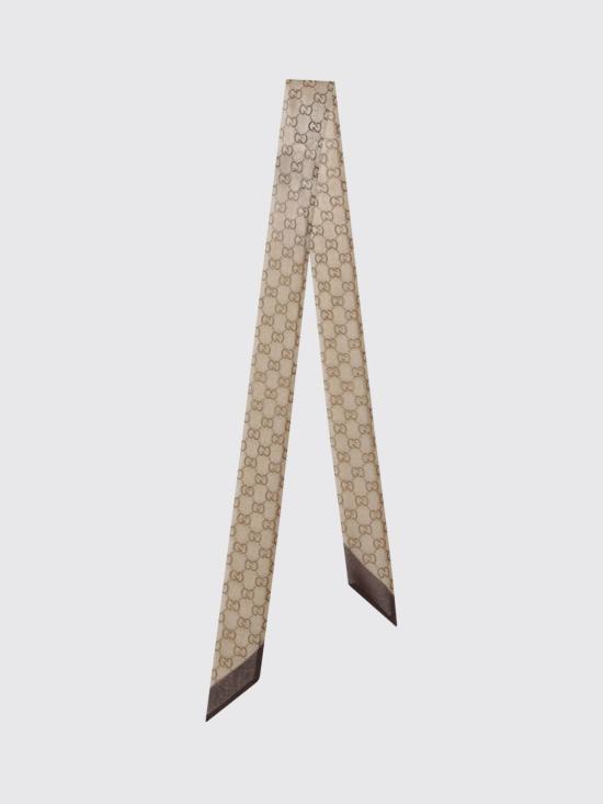 26SS 구찌 프린티드 실크 시폰 리본 스카프 8653073GAQS 9965 Brown
