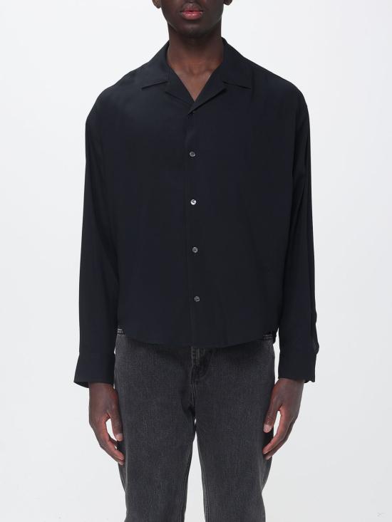 26SS 아미 박시 자수 아미 파리 셔츠 HSH829VI0036 001 Black
