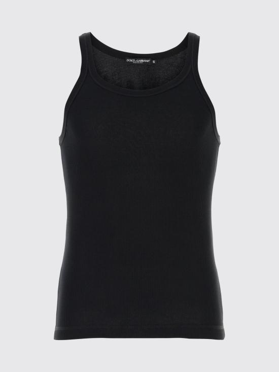 26SS 돌체앤가바나 파인 리브 코튼 그랜다드넥 티셔츠 G8PA8TFU7AV N0000 Black - DOLCE & GABBANA