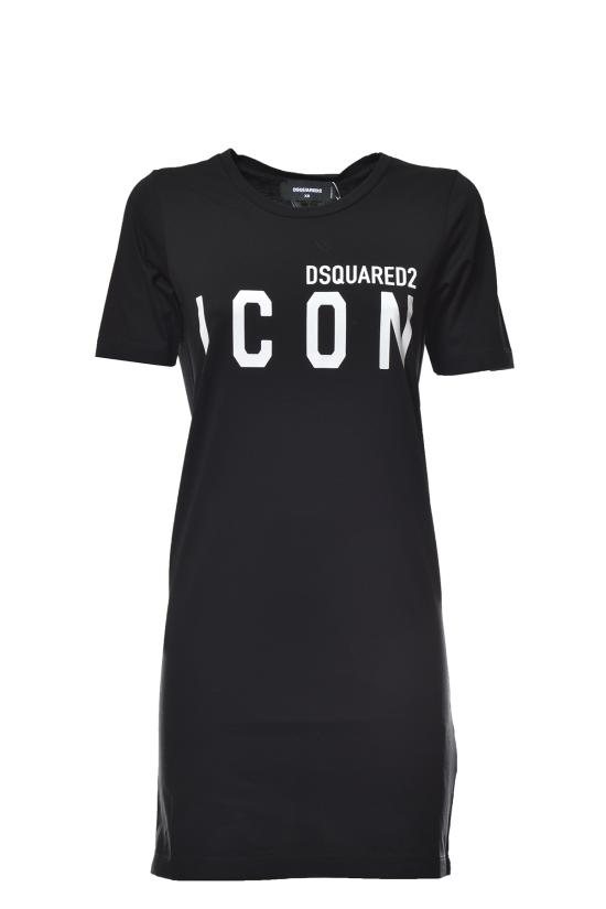 26SS 디스퀘어드2 미디 원피스 S80CT0006S23009 980 Nero bianco - DSQUARED2