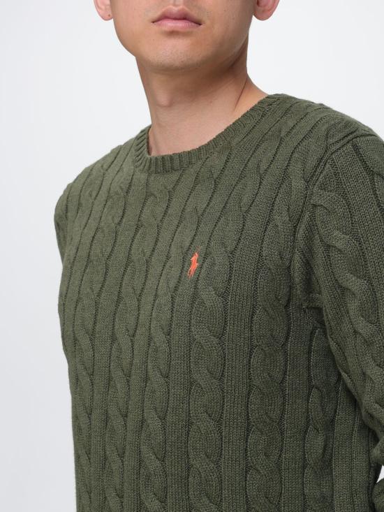26SS 폴로 랄프로렌 로고 자수 케이블 니트 스웨터 710775885 542 Green - POLO RALPH LAUREN
