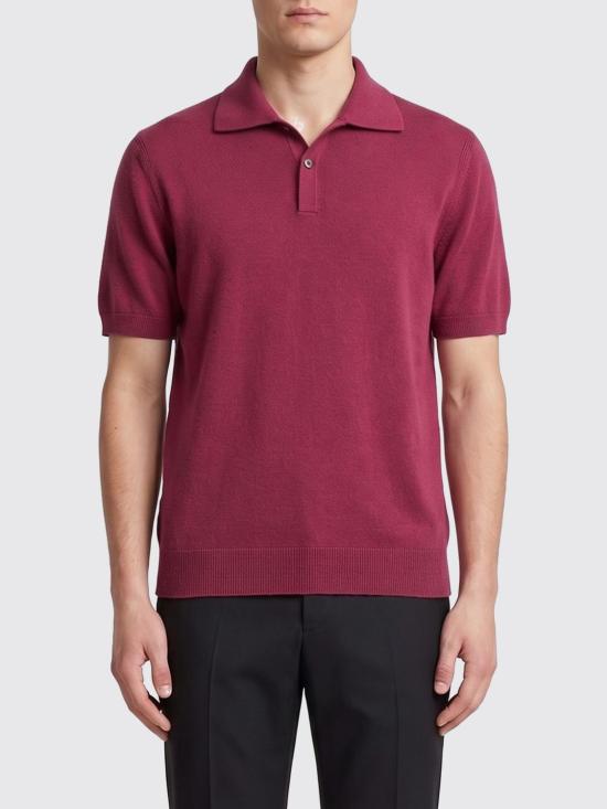 26SS 에르메네질도제냐 폴로 티셔츠 RUHF93A3103 R09 Crimson