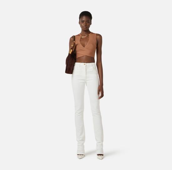 26SS 엘리자베타프랜치 데님 팬츠 PJ29I61E1 360 Avorio - ELISABETTA FRANCHI