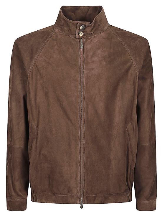 26SS 브루넬로 쿠치넬리 스탠드 칼라 스웨이드 블루종 MPCFN2065 C8552 Marrone