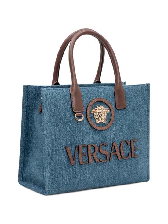 26SS 베르사체 라 메두사 데님 스몰 토트백 10058611A17151 2U6EV DENIM VINTAGE BROWN VERSACE GOLD - VERSACE