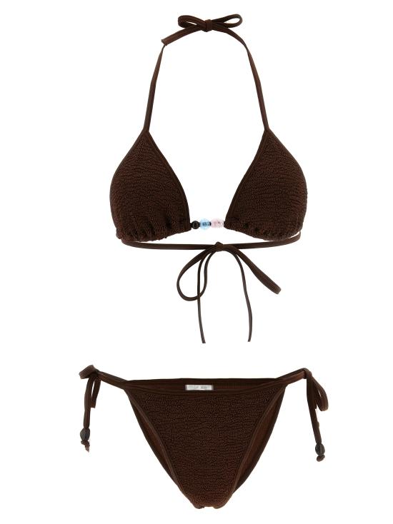 26SS 훈자 지 비치웨어 GINABEADEDBIKINIMETALLICCHOCOLATE Brown