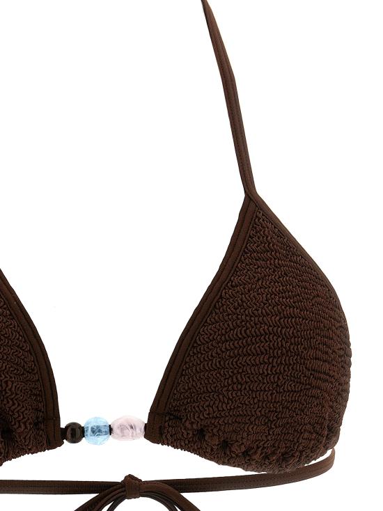 26SS 훈자 지 비치웨어 GINABEADEDBIKINIMETALLICCHOCOLATE Brown - HUNZA G