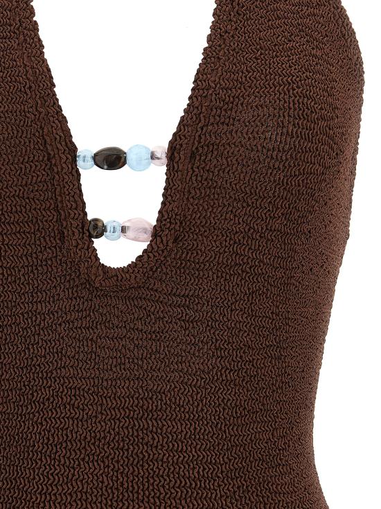 26SS 훈자 지 비치웨어 ADRIANABEADEDSWIMMETALLICCHOCOLATE Brown - HUNZA G