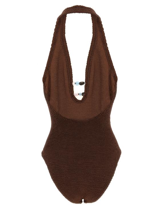 26SS 훈자 지 비치웨어 ADRIANABEADEDSWIMMETALLICCHOCOLATE Brown - HUNZA G
