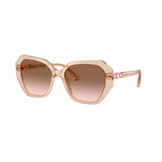 26SS 스와로브스키 선글라스 0Sk6017 크리스탈 장식이 있는 오버사이즈 기하학적 프레임 - SWAROVSKI