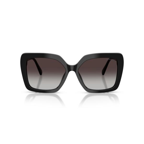 26SS 스와로브스키 선글라스 0Sk6049 크리스탈 장식이 있는 오버사이즈 블랙 아세테이트 - SWAROVSKI
