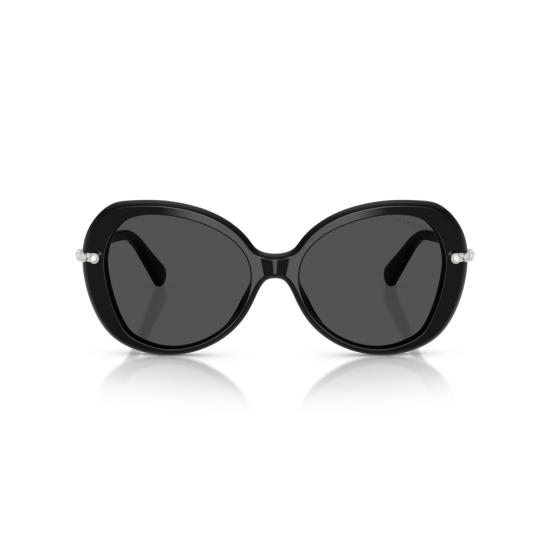 26SS 스와로브스키 선글라스 0Sk6059 크리스탈 장식이 있는 둥근 블랙 아세테이트 - SWAROVSKI