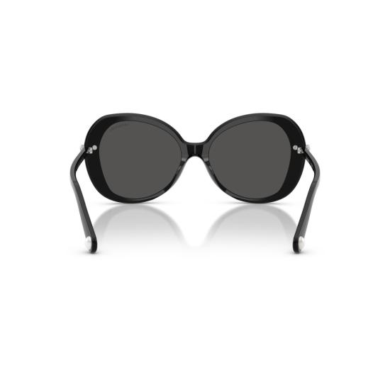 26SS 스와로브스키 선글라스 0Sk6059 크리스탈 장식이 있는 둥근 블랙 아세테이트 - SWAROVSKI