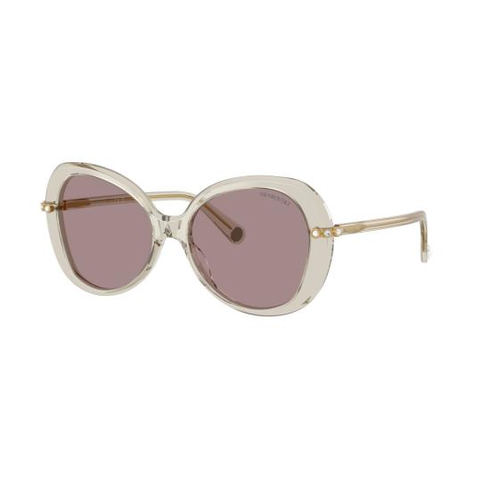 26SS 스와로브스키 선글라스 0Sk6059 골드톤 템플이 있는 대형 원형 아세테이트 - SWAROVSKI