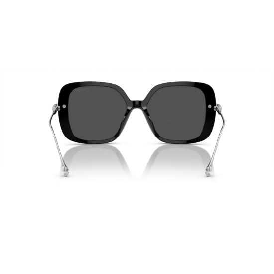 26SS 스와로브스키 선글라스 0Sk6011 크리스탈 장식이 있는 대형 사각형 블랙 아세테이트 - SWAROVSKI
