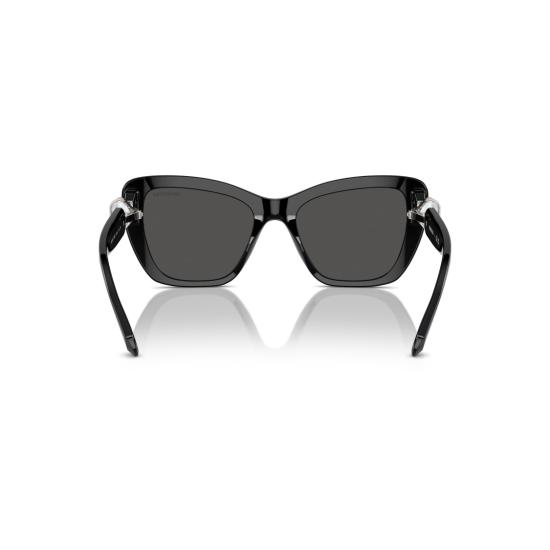 26SS 스와로브스키 선글라스 0Sk6018 크리스탈 장식이 있는 오버사이즈 블랙 캣아이 - SWAROVSKI