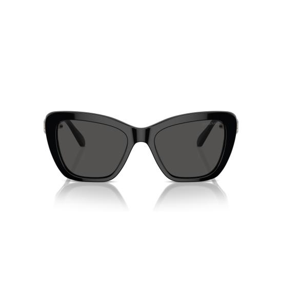 26SS 스와로브스키 선글라스 0Sk6018 크리스탈 장식이 있는 오버사이즈 블랙 캣아이 - SWAROVSKI