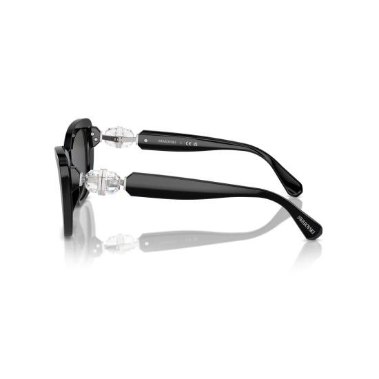 26SS 스와로브스키 선글라스 0Sk6018 크리스탈 장식이 있는 오버사이즈 블랙 캣아이 - SWAROVSKI