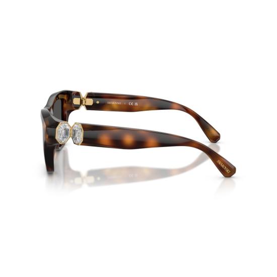 26SS 스와로브스키 선글라스 0Sk6056u 크리스탈 장식이 있는 직사각형 호피무늬 - SWAROVSKI
